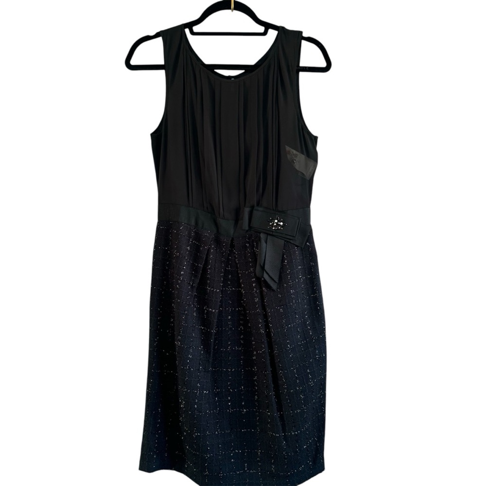 NWT! Elegant Black Sleeveless Tweed Dress Size 8